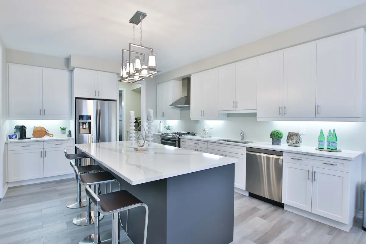 Bright white kitchen with clean counters